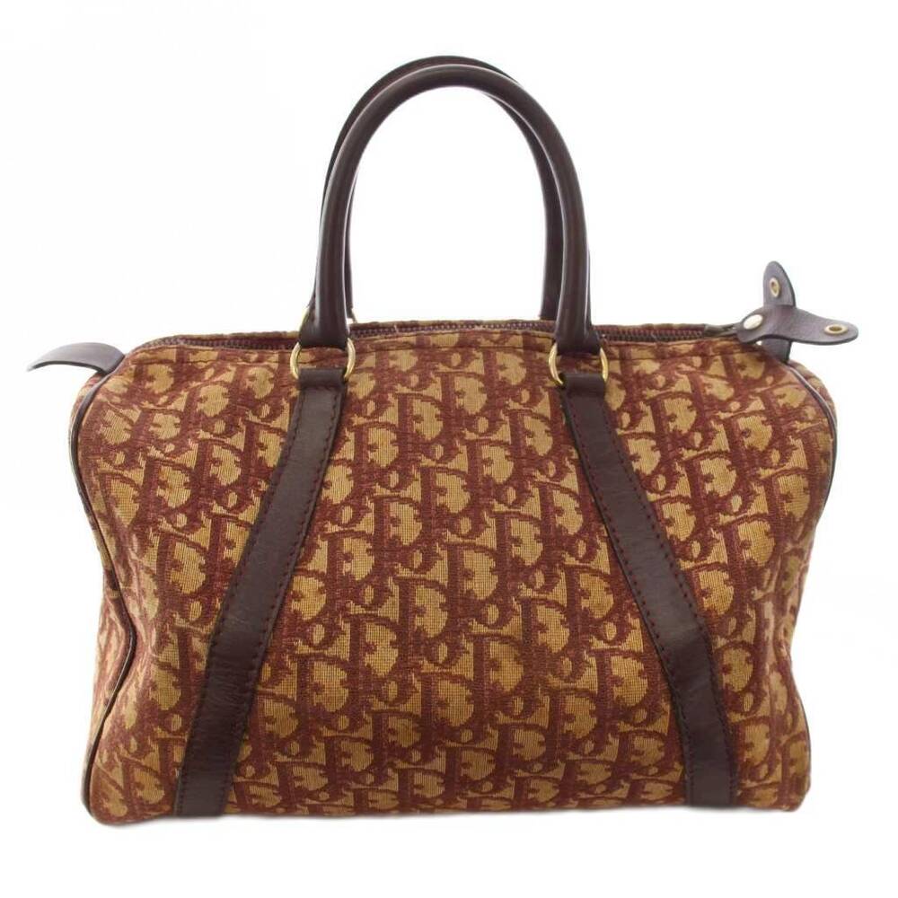 Christian Dior Trotter Boston Bag All over Canvas Beige Brown